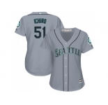 Women's Seattle Mariners #51 Ichiro Suzuki Grey Road Stitched MLB Jersey