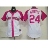 women mlb seattle mariners #24 griffey white pink[2012]