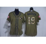Women Majestic Toronto Blue Jays #19 Jose Bautista Authentic Green Salute to Service MLB Jersey