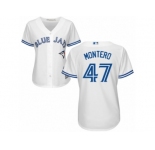 Women Majestic Toronto Blue Jays #47 Miguel Montero Authentic White Home MLB Jersey