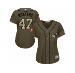 Women Majestic Toronto Blue Jays #47 Miguel Montero Replica Green Salute to Service MLB Jersey