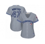 Women Majestic Toronto Blue Jays #47 Miguel Montero Replica Grey Road MLB Jersey
