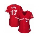 Women's Majestic Toronto Blue Jays #17 Ryan Goins Authentic Red Canada Day MLB Jersey