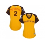 Women's Majestic Toronto Blue Jays #2 Troy Tulowitzki Authentic Yellow 2016 All-Star American League BP Cool Base MLB Jersey