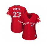 Women's Majestic Toronto Blue Jays #23 Dalton Pompey Authentic Red Canada Day MLB Jersey