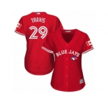 Women's Majestic Toronto Blue Jays #29 Devon Travis Authentic Red Canada Day MLB Jersey