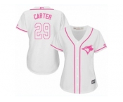 Women's Majestic Toronto Blue Jays #29 Joe Carter Replica White Fashion Cool Base MLB Jersey