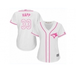 Women's Majestic Toronto Blue Jays #33 J.A. Happ Replica White Fashion Cool Base MLB Jersey