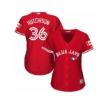 Women's Majestic Toronto Blue Jays #36 Drew Hutchison Authentic Red Canada Day MLB Jersey