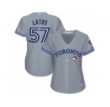 Women's Majestic Toronto Blue Jays #57 Mat Latos Replica Grey Road MLB Jersey