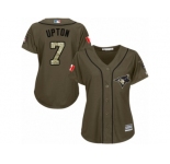 Women's Majestic Toronto Blue Jays #7 B.J. Upton Authentic Green Salute to Service MLB Jersey