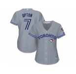 Women's Majestic Toronto Blue Jays #7 B.J. Upton Replica Grey Road MLB Jersey