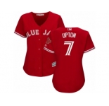 Women's Majestic Toronto Blue Jays #7 B.J. Upton Replica Red Canada Day MLB Jersey