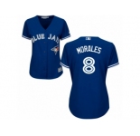 Women's Majestic Toronto Blue Jays #8 Kendrys Morales Replica Blue Alternate MLB Jersey