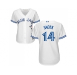 Women's Toronto Blue Jays #14 Justin Smoak White Home Stitched MLB Jersey