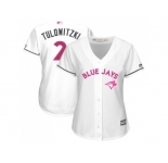 Women's Toronto Blue Jays #2 Troy Tulowitzki White Mother's Day Cool Base Stitched MLB Jersey