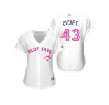 Women's Toronto Blue Jays #43 R.A. Dickey White Home 2016 Mother's Day Cool Base Jersey