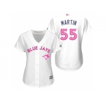 Women's Toronto Blue Jays #55 Russell Martin White Home 2016 Mother's Day Cool Base Jersey