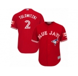 Youth Majestic Toronto Blue Jays #2 Troy Tulowitzki Authentic Red Canada Day MLB Jersey