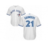 Youth Majestic Toronto Blue Jays #21 Michael Saunders Replica White Home MLB Jersey