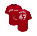 Youth Majestic Toronto Blue Jays #47 Miguel Montero Replica Scarlet Alternate MLB Jersey
