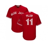 Youth Toronto Blue Jays #11 Kevin Pillar Red Cool Base Canada Day Stitched MLB Jersey