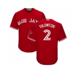 Youth Toronto Blue Jays #2 Troy Tulowitzki Red Cool Base Canada Day Stitched MLB Jersey