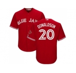 Youth Toronto Blue Jays #20 Josh Donaldson Red Cool Base Canada Day Stitched MLB Jersey