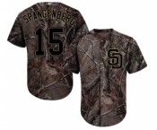 Youth Majestic San Diego Padres #15 Cory Spangenberg Authentic Camo Realtree Collection Flex Base MLB Jersey