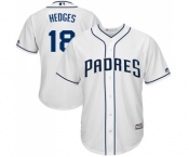 Youth Majestic San Diego Padres #18 Austin Hedges Replica White Home Cool Base MLB Jersey
