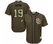 Youth Majestic San Diego Padres #19 Tony Gwynn Authentic Green Salute to Service Cool Base MLB Jersey