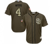 Youth Majestic San Diego Padres #4 Wil Myers Authentic Green Salute to Service Cool Base MLB Jersey