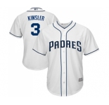 Youth San Diego Padres #3 Ian Kinsler Authentic White Home Cool Base Baseball Jersey
