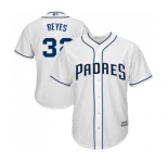 Youth San Diego Padres #32 Franmil Reyes Authentic White Home Cool Base Baseball Jersey