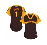 Women's Majestic San Diego Padres #1 Ozzie Smith Authentic Brown 2016 All-Star National League BP Cool Base Cool Base MLB Jerseyy