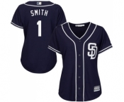 Women's Majestic San Diego Padres #1 Ozzie Smith Authentic Navy Blue Alternate 1 Cool Base MLB Jersey