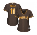Women's Majestic San Diego Padres #11 Allen Craig Replica Brown Alternate Cool Base MLB Jersey