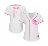 Women's Majestic San Diego Padres #11 Allen Craig Replica White Fashion Cool Base MLB Jersey
