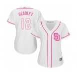 Women's Majestic San Diego Padres #12 Chase Headley Replica White Fashion Cool Base MLB Jersey