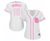 Women's Majestic San Diego Padres #12 Chase Headley Replica White Fashion Cool Base MLB Jersey
