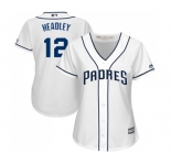 Women's Majestic San Diego Padres #12 Chase Headley Replica White Home Cool Base MLB Jersey