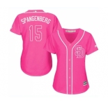 Women's Majestic San Diego Padres #15 Cory Spangenberg Replica Pink Fashion Cool Base MLB Jersey