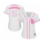 Women's Majestic San Diego Padres #15 Cory Spangenberg Replica White Fashion Cool Base MLB Jersey