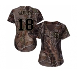 Women's Majestic San Diego Padres #18 Austin Hedges Authentic Camo Realtree Collection Flex Base MLB Jersey