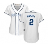 Women's Majestic San Diego Padres #2 Johnny Manziel Authentic White Home Cool Base MLB Jersey