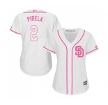 Women's Majestic San Diego Padres #2 Jose Pirela Replica White Fashion Cool Base MLB Jersey