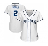 Women's Majestic San Diego Padres #2 Jose Pirela Replica White Home Cool Base MLB Jersey