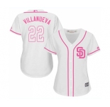 Women's Majestic San Diego Padres #22 Christian Villanueva Replica White Fashion Cool Base MLB Jersey