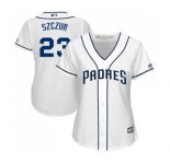 Women's Majestic San Diego Padres #23 Matt Szczur Replica White Home Cool Base MLB Jersey
