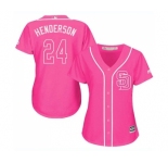 Women's Majestic San Diego Padres #24 Rickey Henderson Replica Pink Fashion Cool Base MLB Jersey